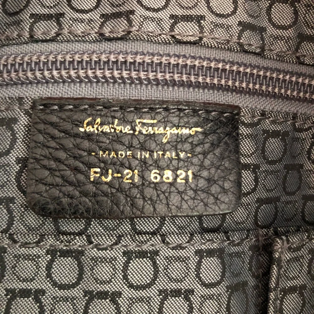 Salvatore Ferragamo Black Suede and Leather Shoulder Bag